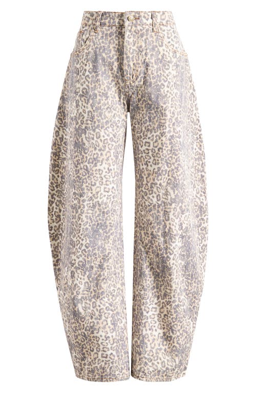 Lioness Horseshoe Beige Faded Leopard Print Ultra Wide-leg Jeans