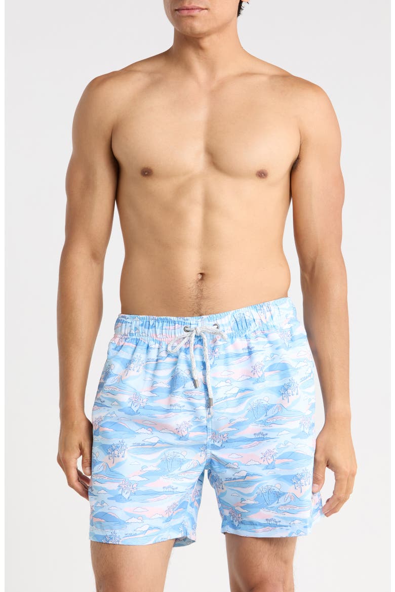 Scenic Island Volley Swim Trunks, Main, color, BLUE