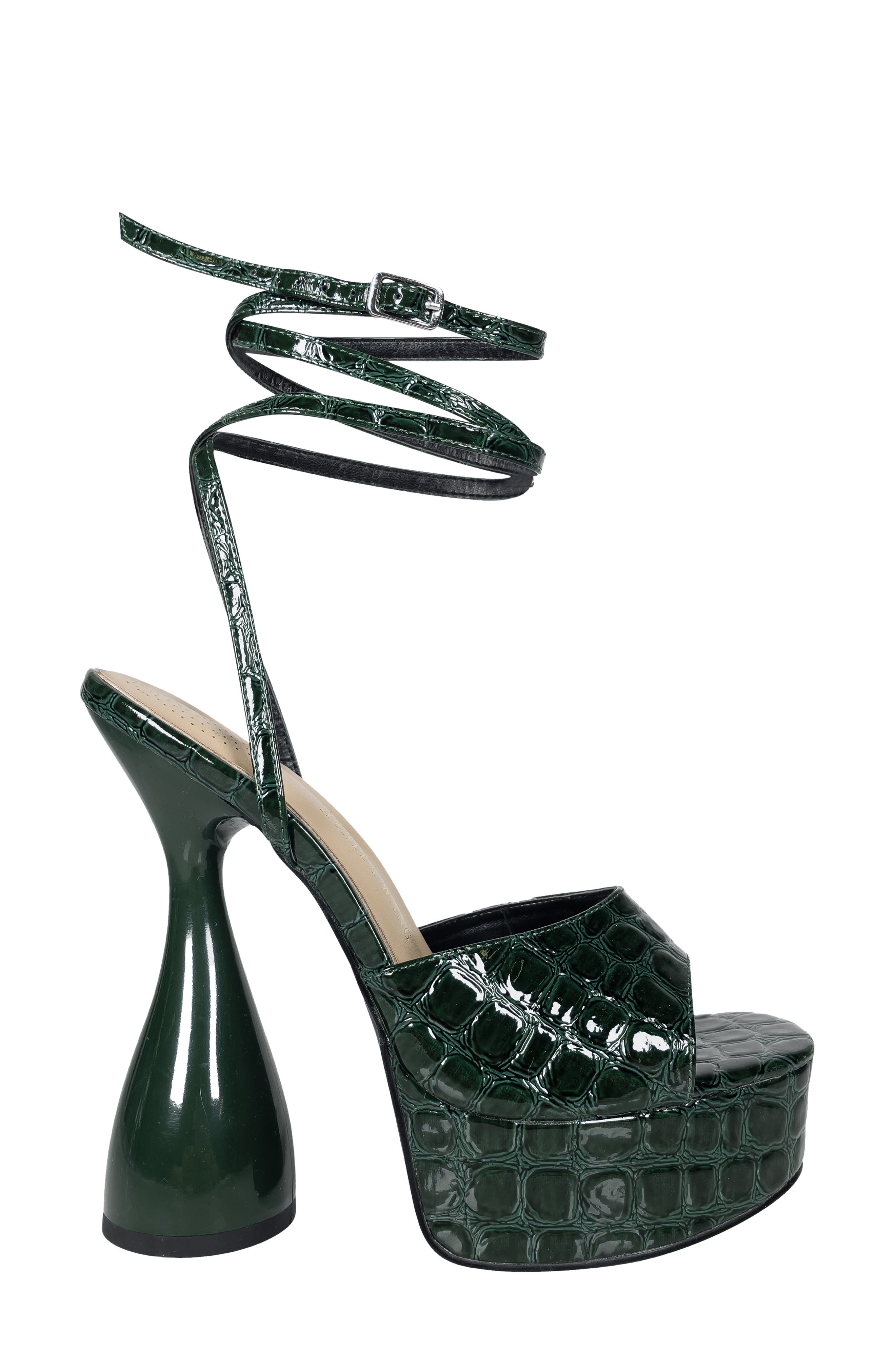 AZALEA WANG Keeping Croc Embossed Platform Sandal, Alternate, color, 