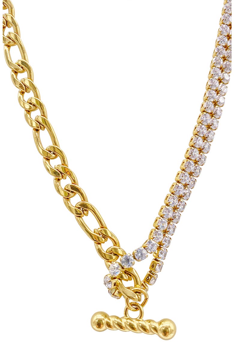 Water Resistant Half-and-Half Figaro Chain Necklace, Main, color, YELLOW