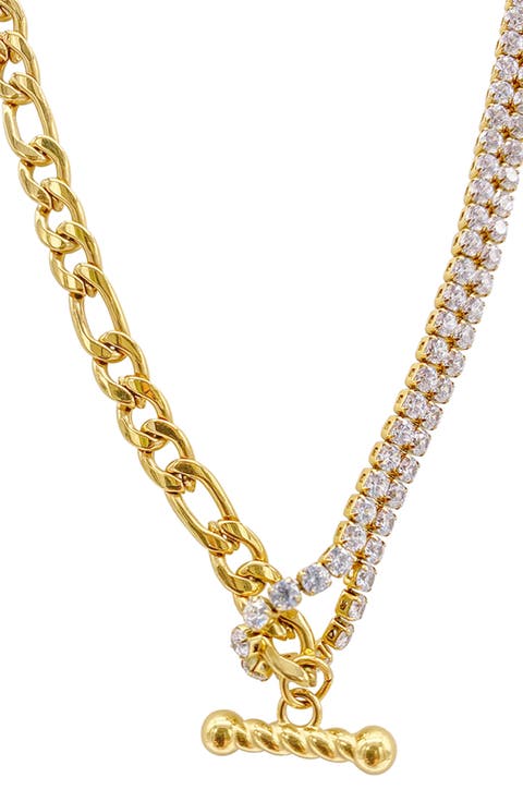 Water Resistant Half-and-Half Figaro Chain Necklace