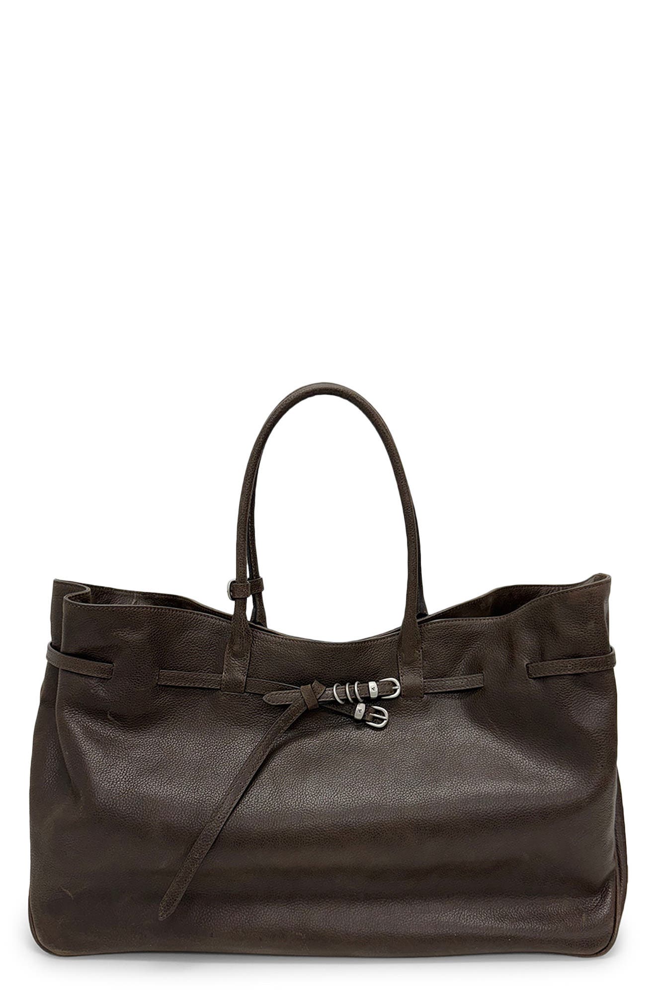 Grandma Bag XL Leather Tote, Main, color, WASHED BROWN EMBOSSED PULL-UP