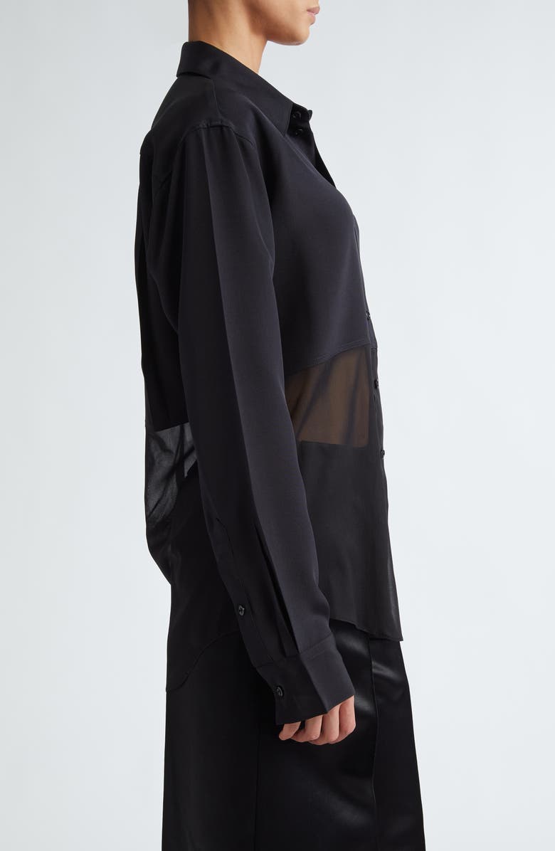 Peter Do Mixed Media Button-Up Shirt, Alternate, color, 