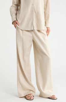 Free Flow Linen Blend Drawstring Pants