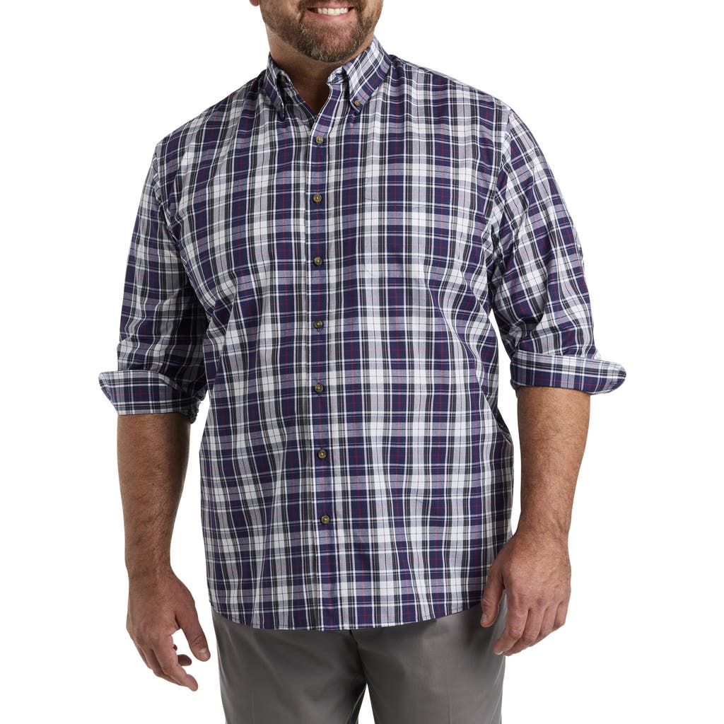 Harbor Bay By Dxl Harbor Bay Easy-care Multi Plaid Sport Shirt In Navy Multi