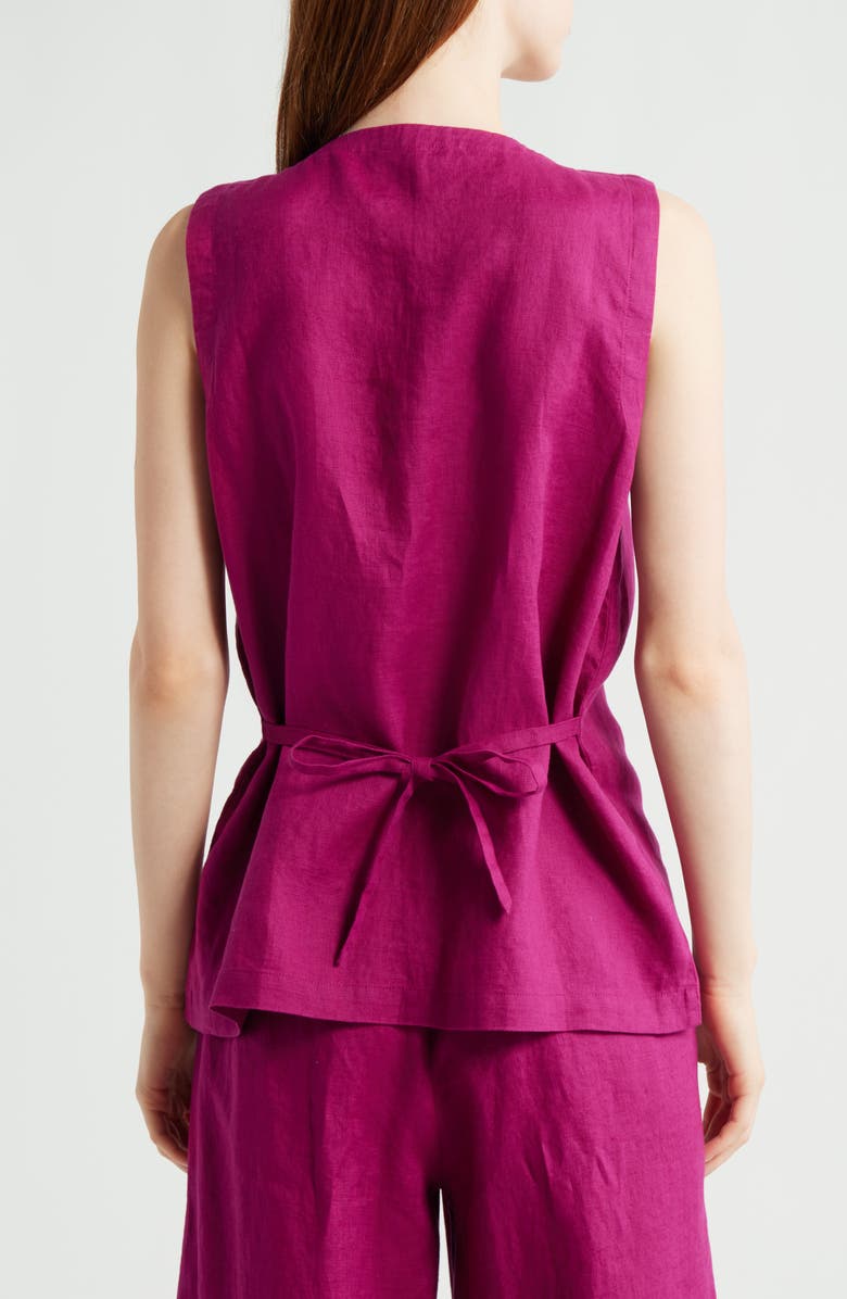 Eileen Fisher Organic Linen Long Vest, Alternate, color, Sangria