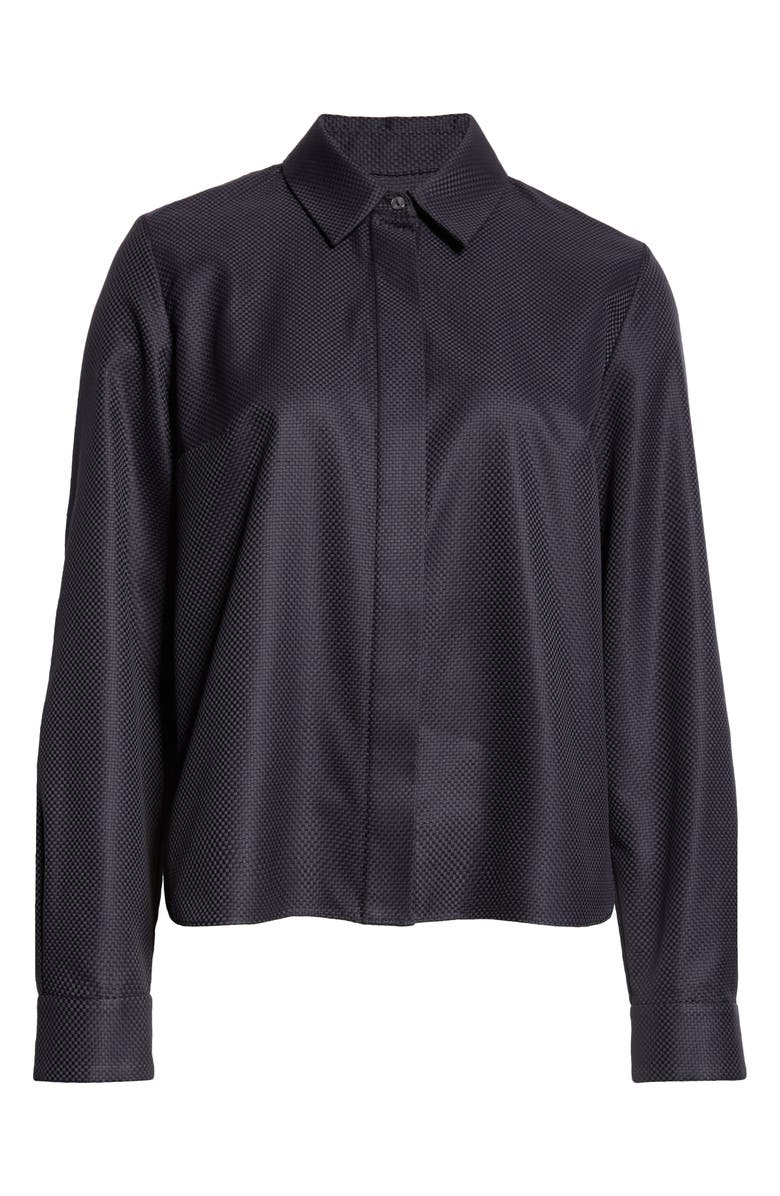 PARTOW Lara Cotton Jacquard Crop Button-Up Shirt, Alternate, color, Black