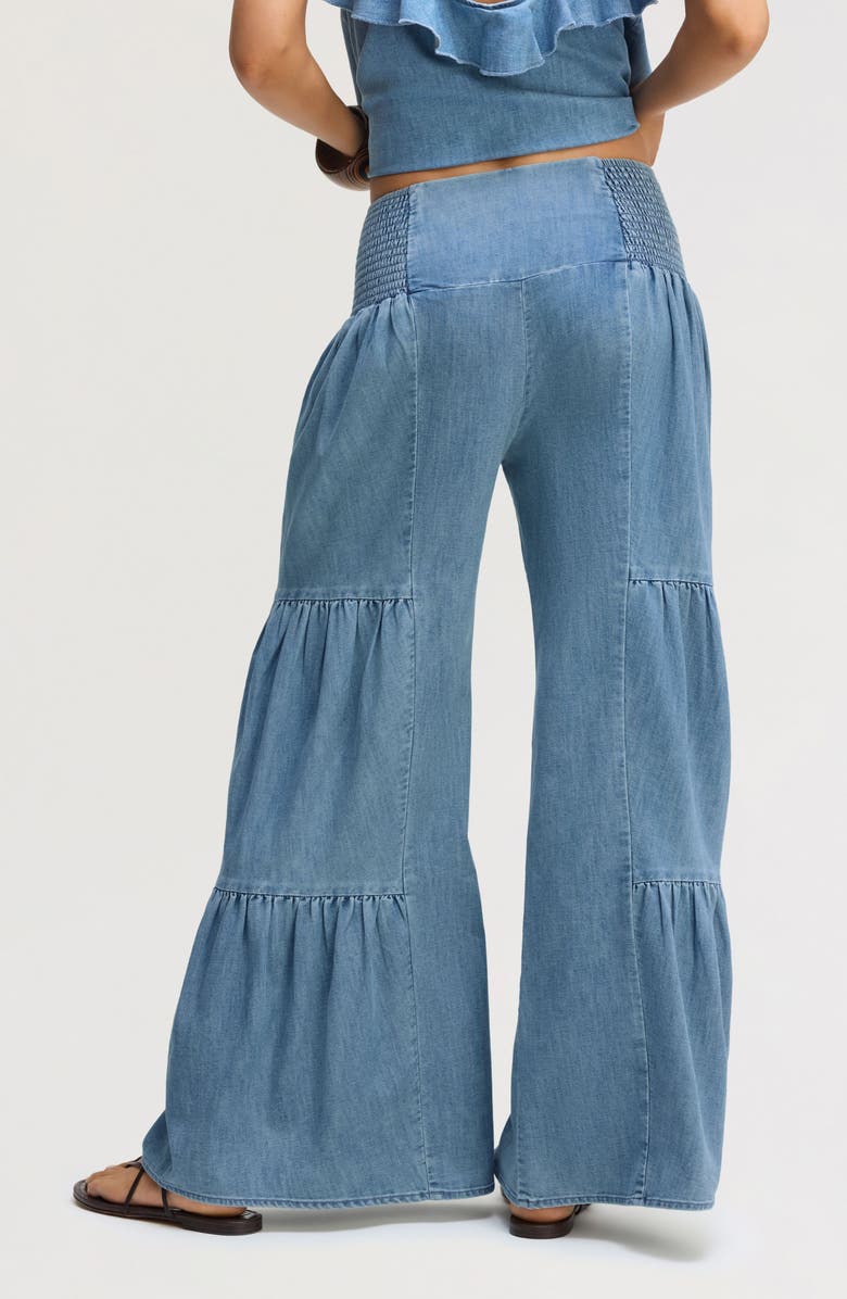 Sam Edelman Smocked Wide Leg Chambray Pants, Alternate, color, Palomino Wash