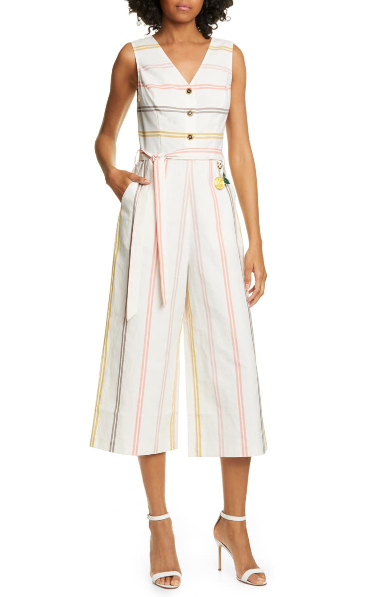 Ted Baker London Colour by Numbers Stripe Sleeveless Jumpsuit, Main, color,