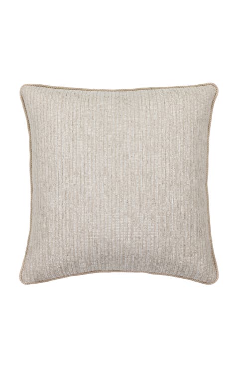 Sumptuous Fawn Soft Chenille fringed Indoor 
Outdoor Woven Accent Pillow