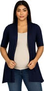 24seven Comfort Apparel Maternity Loose Fit Open Front Cardigan
