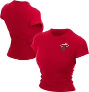 New Era Women's New Era  Dark Red Miami Heat Leisure Collection Baby Doll Cropped T-Shirt