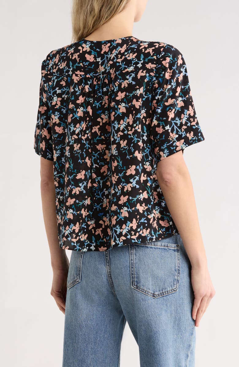 Ulla Johnson Calla Short Sleeve Silk Top, Alternate, color, Nocturne