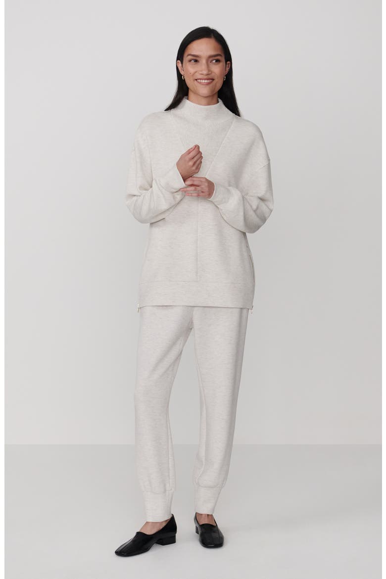 Novi Longline Mock Neck Sweatshirt, Alternate, color, IVORY MARL