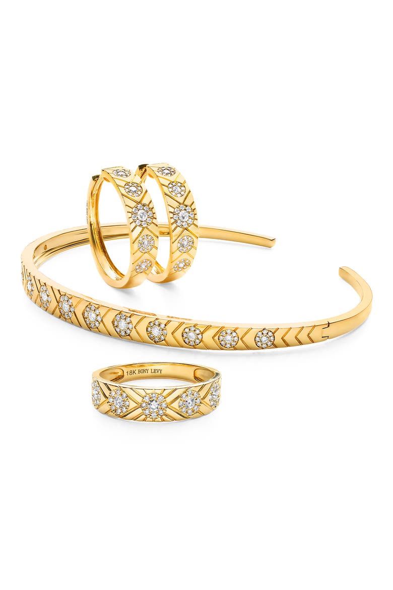 Cleo Diamond Textured Hoop Earrings, Alternate, color, 18K YELLOW GOLD