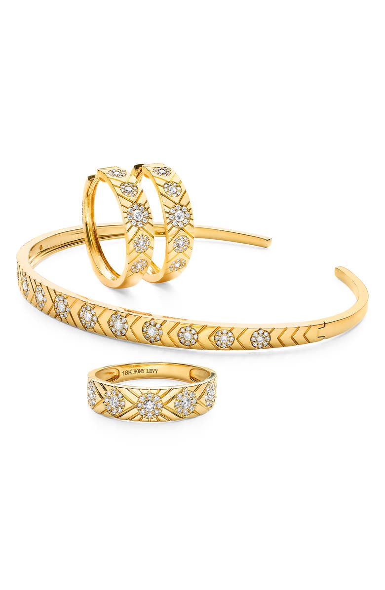 Bony Levy Cleo Diamond Textured Hoop Earrings, Alternate, color, 18K Yellow Gold