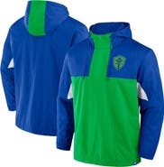 FANATICS Men's Fanatics Royal Seattle Sounders FC Free Kick Woven Quarter-Zip Hoodie Jacket