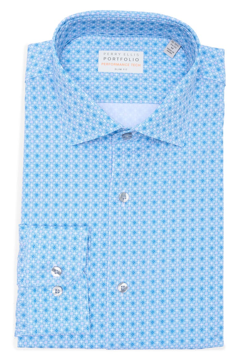 Performance Tech Slim Fit Dress Shirt, Alternate, color, BLUE