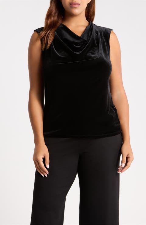 Cowl Neck Velvet Top