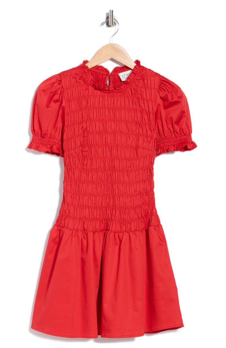 EDIT by JASON WU Puff Sleeve Drop Waist Dress, Main, color, Romantic Red