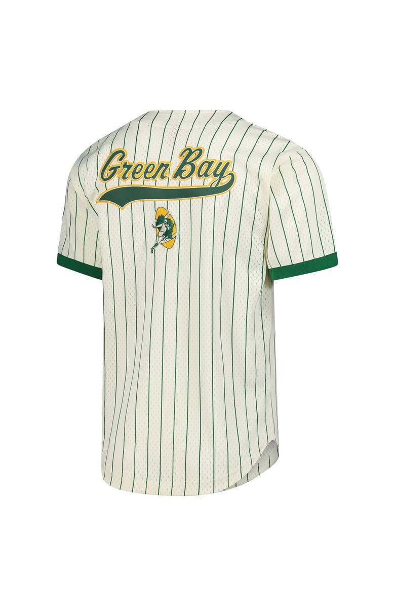 Mitchell & Ness Men's Mitchell & Ness  Cream Green Bay Packers Vintage Logo Final Seconds Full-Button Mesh Top, Alternate, color, 