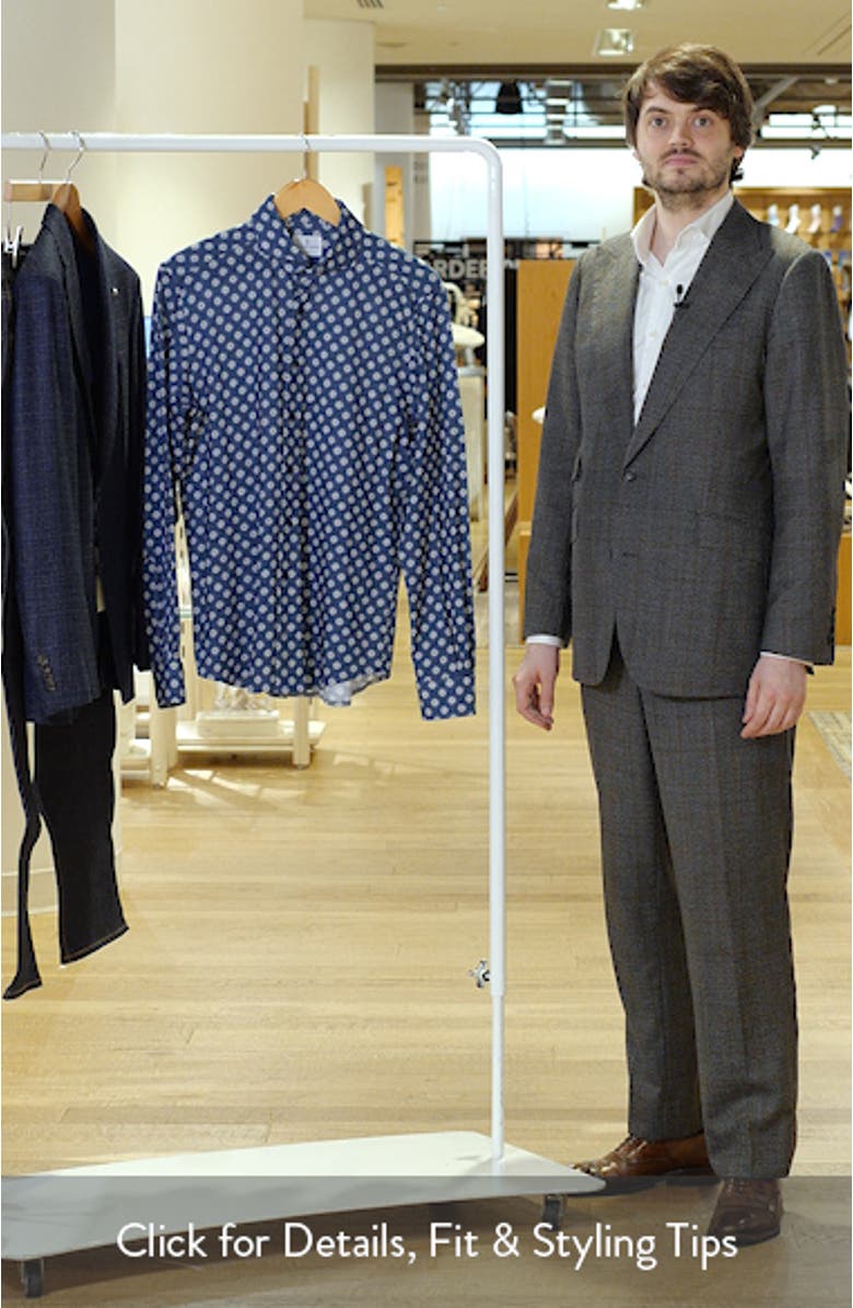 Modern Fit Floral Stretch Cotton Jersey Dress Shirt, sales video thumbnail