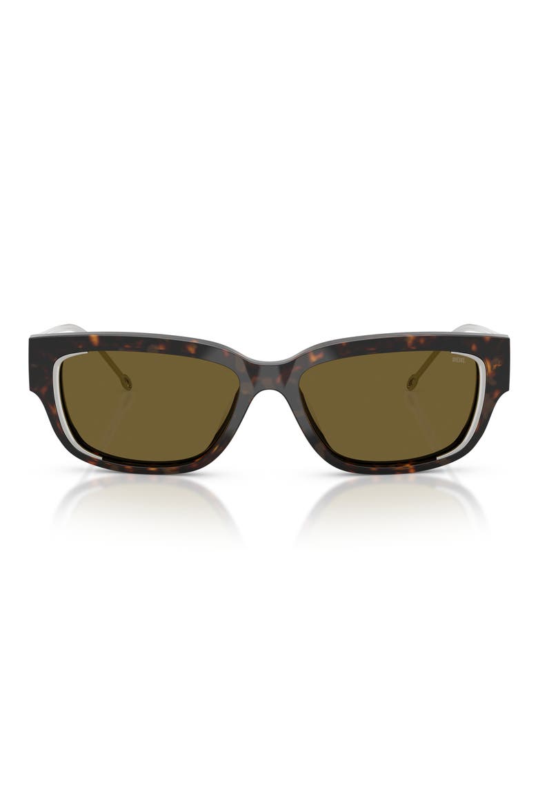 Geck-D 56mm Rectangular Sunglasses, Main, color, SHINY DARK HAVANA/ BROWN