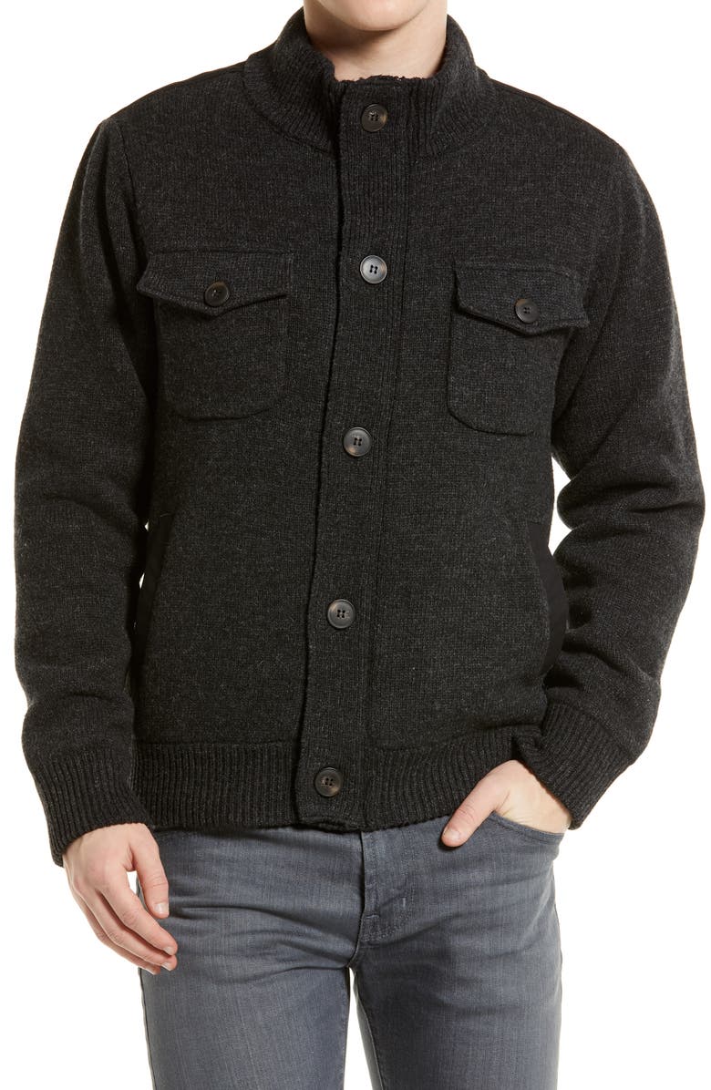 Schott NYC Fleece Lined Wool Blend Knit Jacket, Alternate, color,