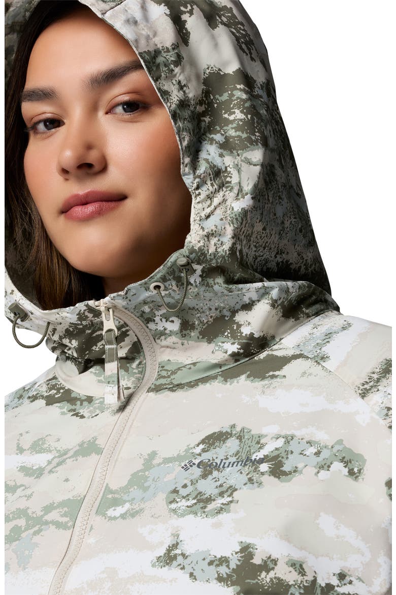 Spire Valley Print Water Repellent Windbreaker, Alternate, color, SAFARI FIELDAZE PRINT/ STONE