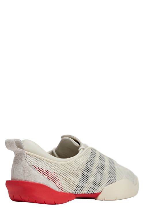 Y-3 Sneakers Low Top Contrast Sole In Cream White/scarlet/white
