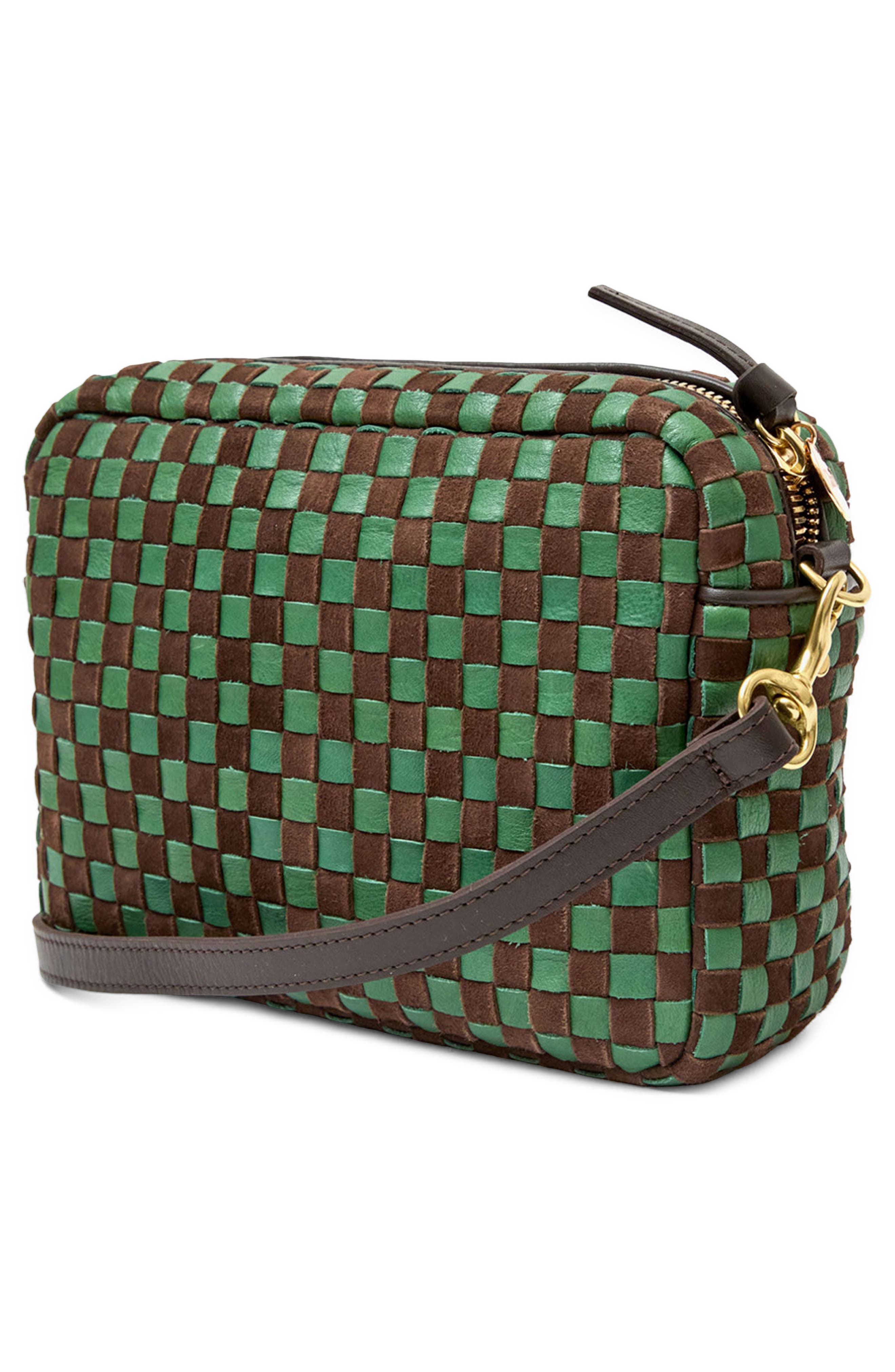 Clare V. Midi Sac Woven Leather Crossbody Bag, Alternate, color, Deep Pine Chocolate