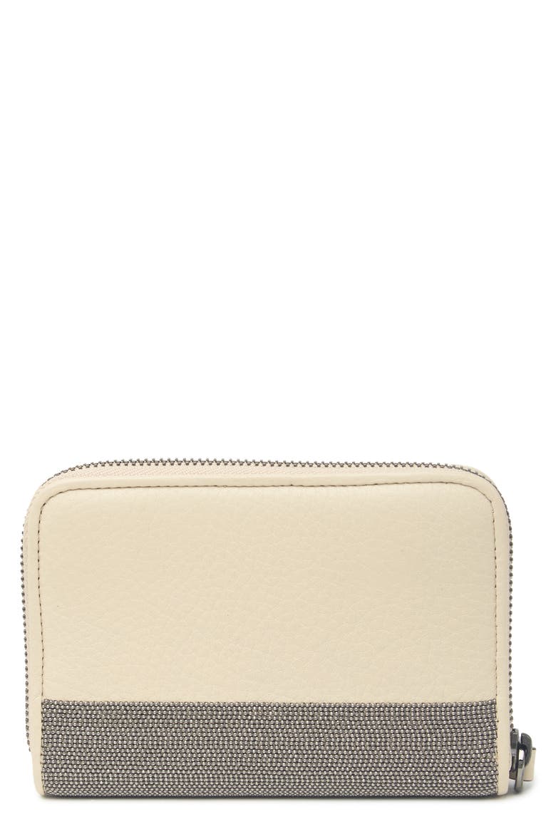 Bead Chain Leather Wallet, Alternate, color, RICE
