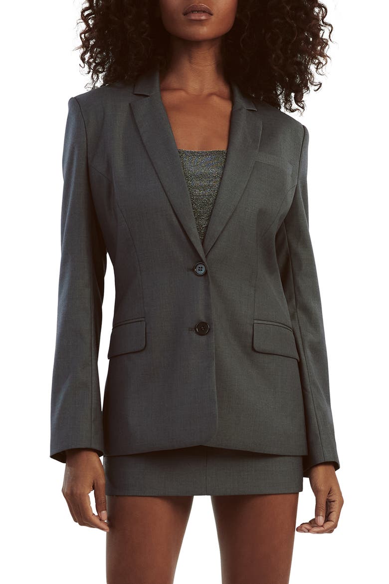 Maika Fitted Blazer, Main, color, DARK GREY