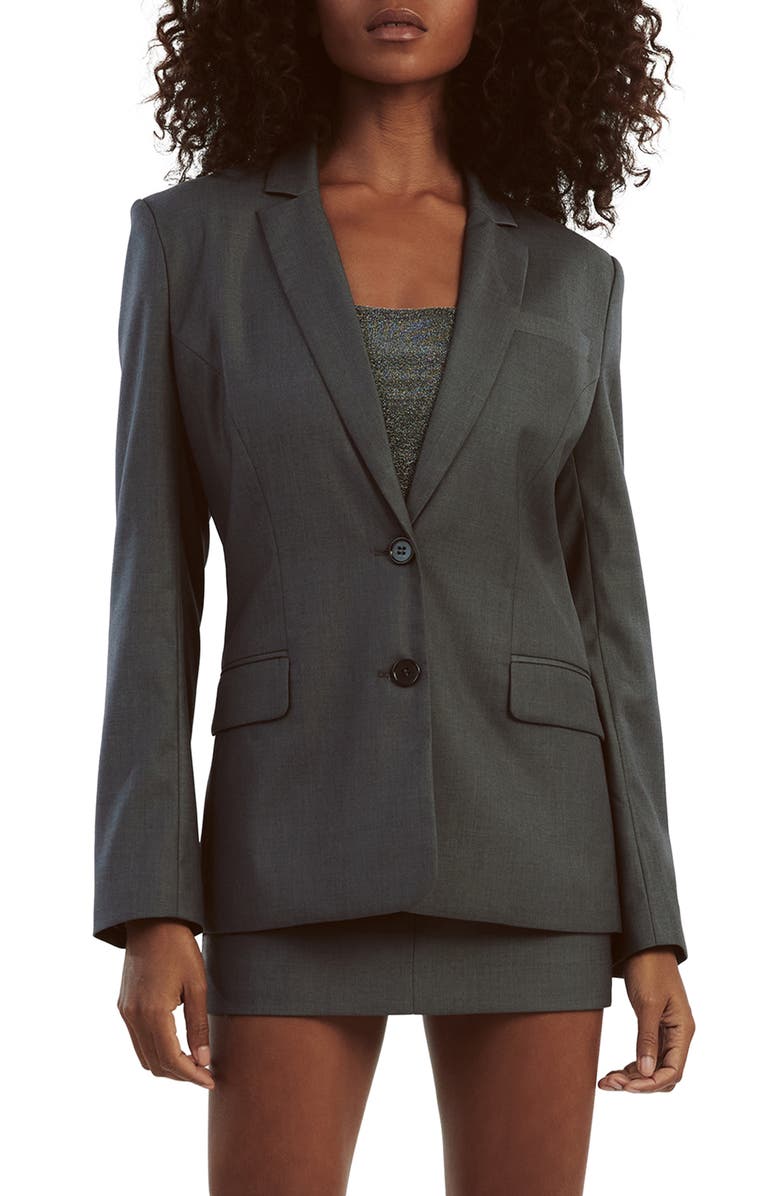 Bardot Maika Fitted Blazer, Main, color, Dark Grey