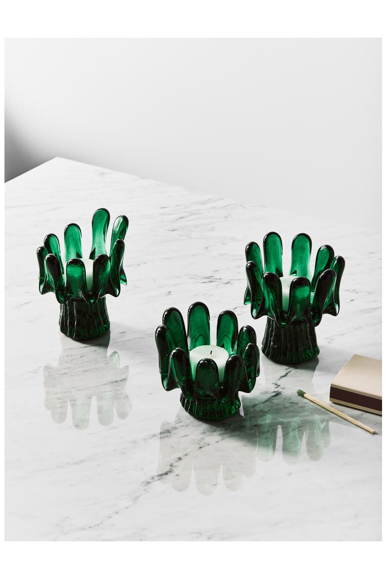 Sunflower Glass Votive Holder, Alternate, color, GREEN