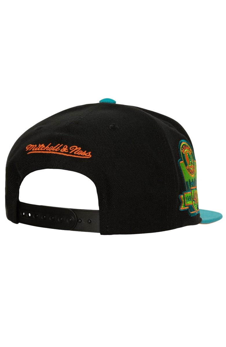 Mitchell & Ness Men's Mitchell & Ness Black/Teal Oakland Athletics Citrus Cooler Snapback Hat, Alternate, color, 