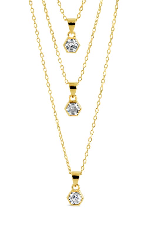 Sterling Forever Gia Cubic Zirconia Layered Pendant Necklace In Gold