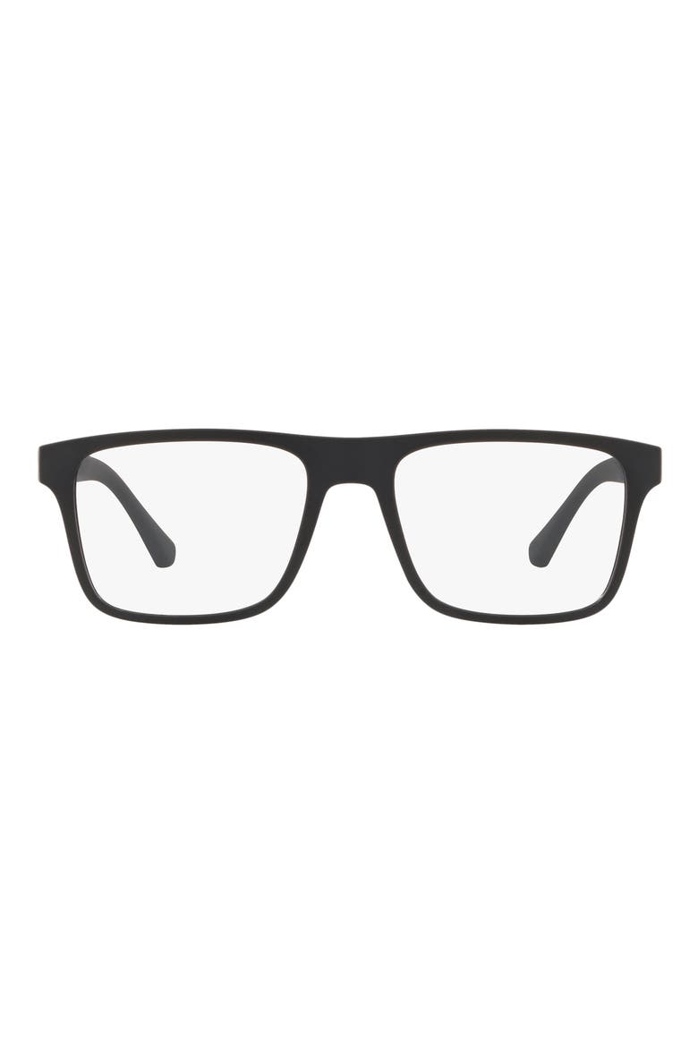 52mm Rectangle Optical Glasses, Main, color, MATTE BLACK / CLEAR