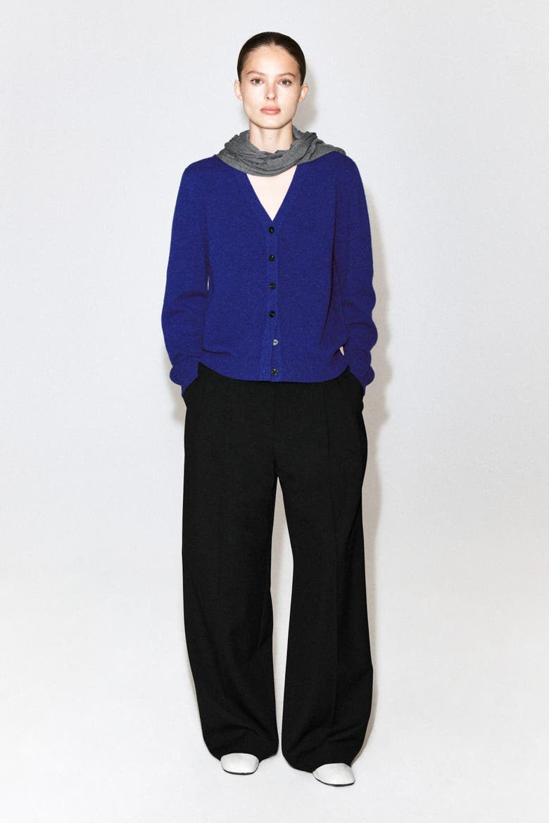 Merino Wool V-neck Cardigan, Alternate, color, COBALT BLUE