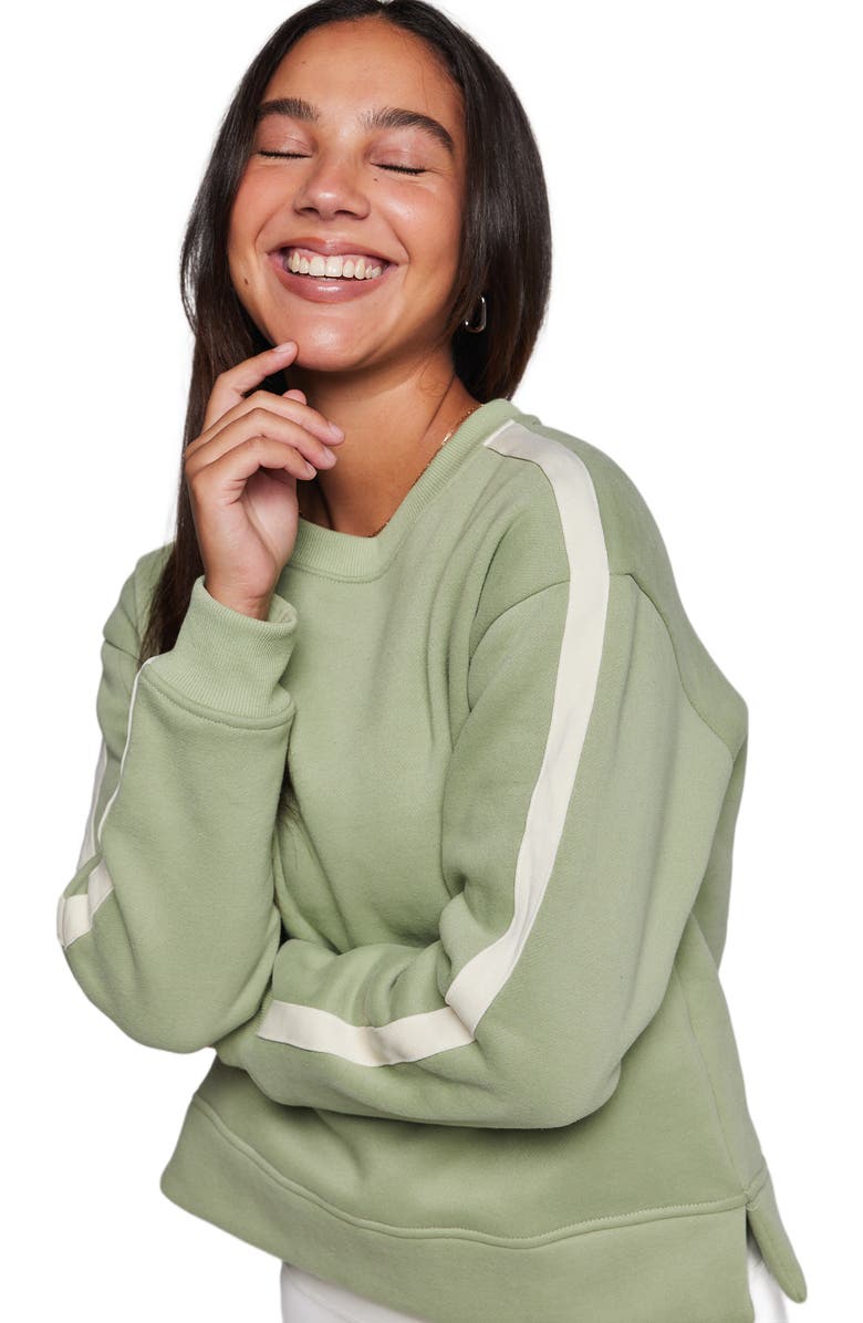 Rebody Active Sideline Fleece Sweatshirt, Alternate, color, Matcha/Bone