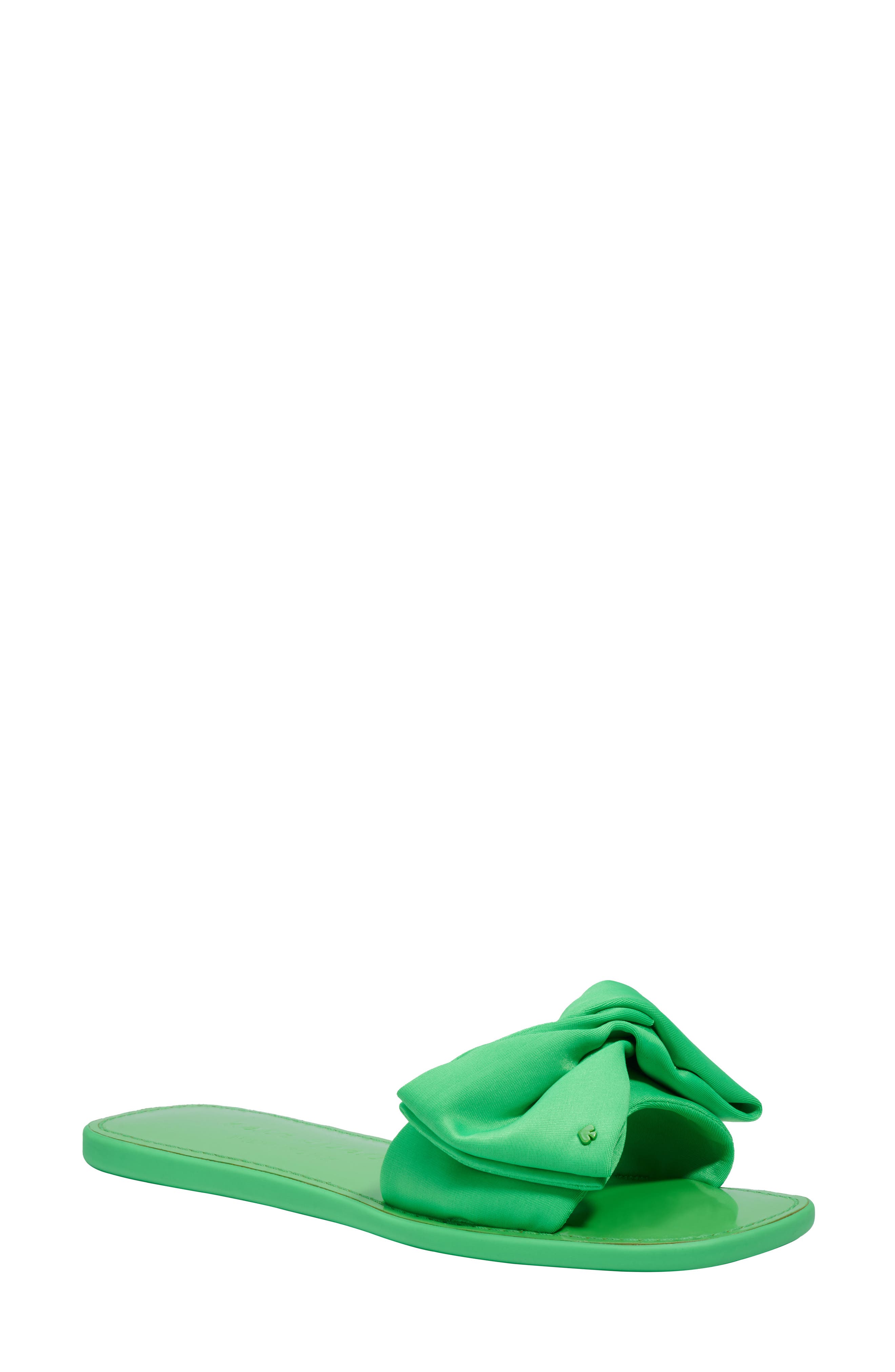 bikini slide sandal, Main, color, GREEN JAY FABRIC