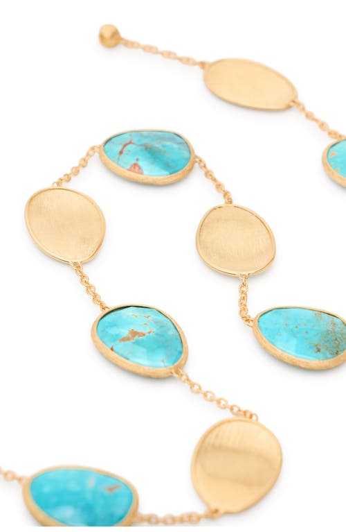 Marco Bicego Lunaria Turquoise Station Collar Necklace In Gold/turquoise