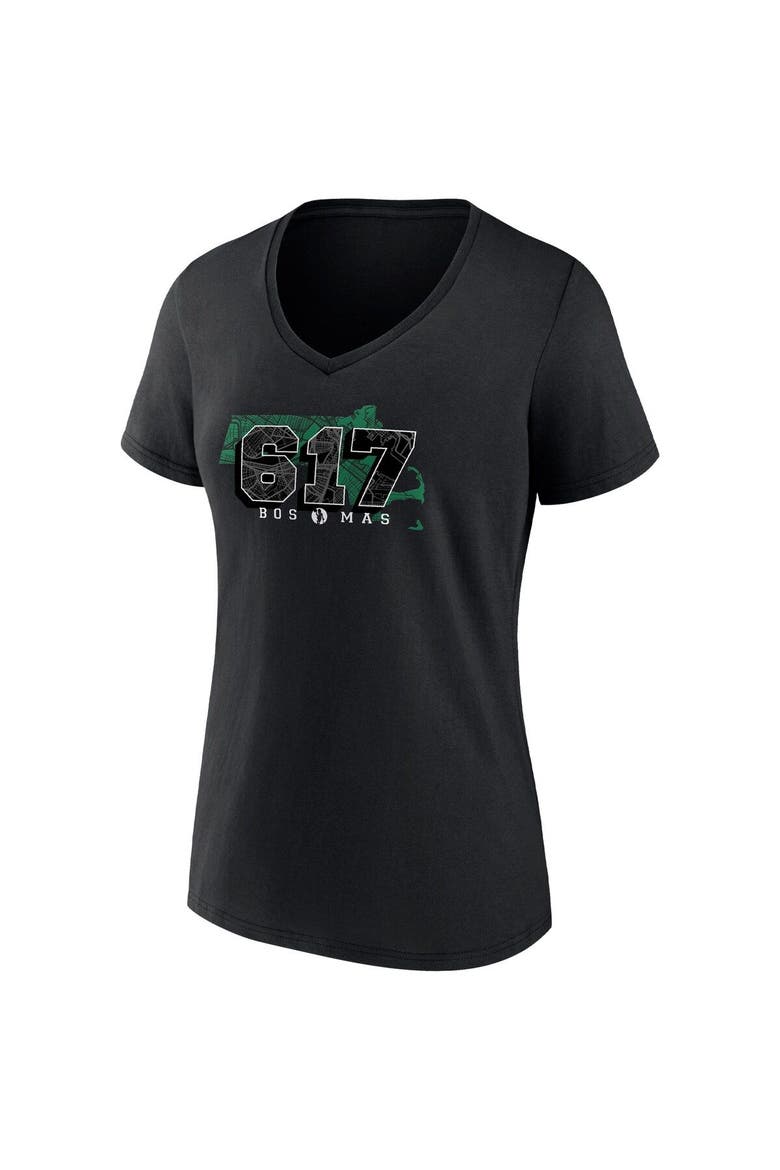Women's Fanatics Branded Black Boston Celtics Hometown Collection 617 V-Neck T-Shirt, Alternate, color, Black