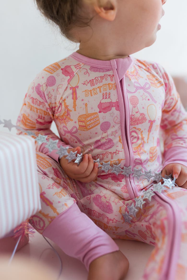 Birthday Zipper Romper, Alternate, color, Pink / Purple