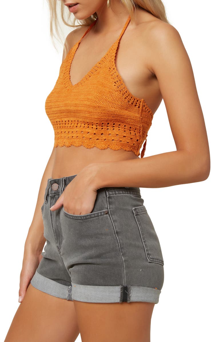 O'Neill Brooke Crochet Halter Crop Top, Alternate, color,