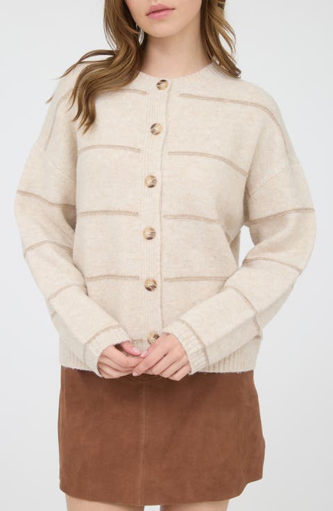 Stripe Crewneck Cardigan