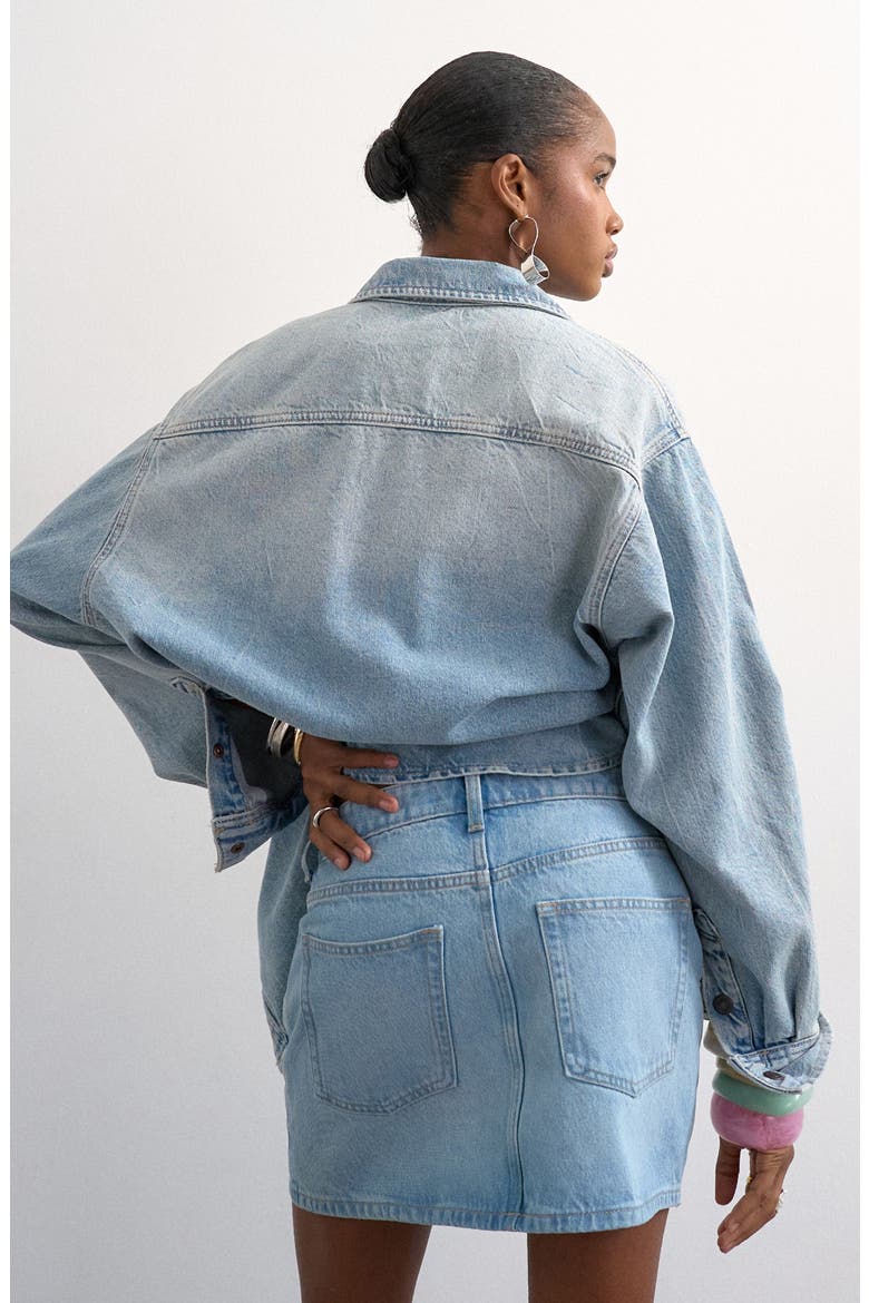 Plemet Cotton Denim Miniskirt, Alternate, color, LIGHT BLUE