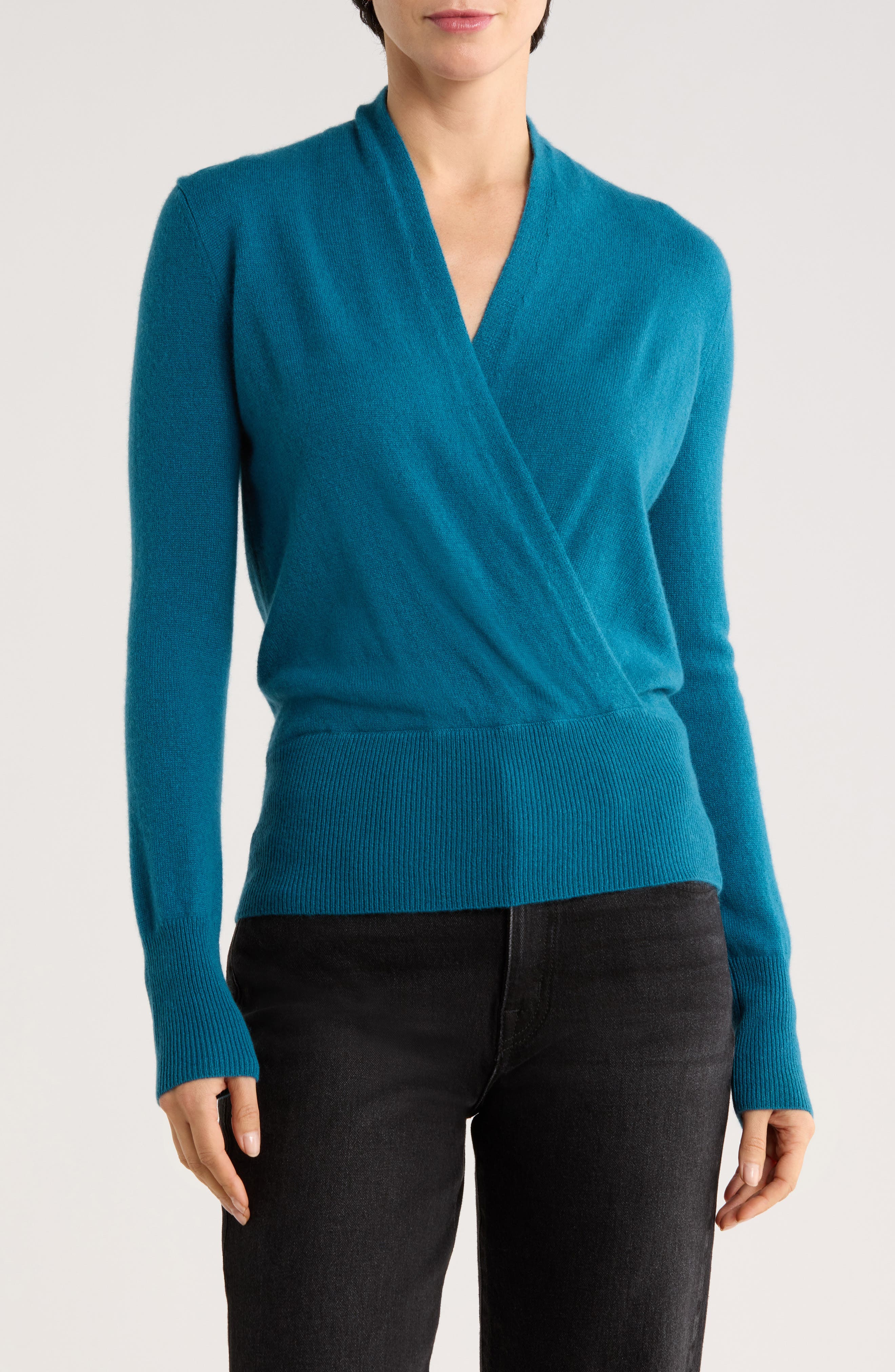 Sofia Cashmere Cashmere Faux Wrap Sweater