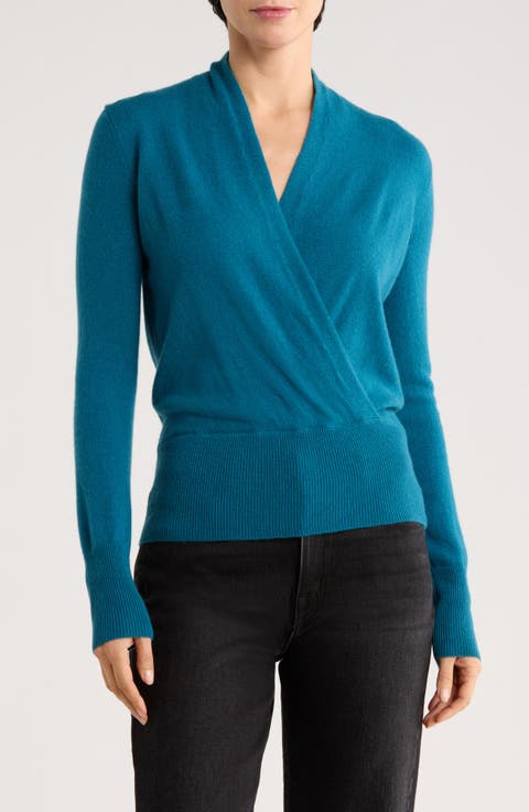 Cashmere Faux Wrap Sweater