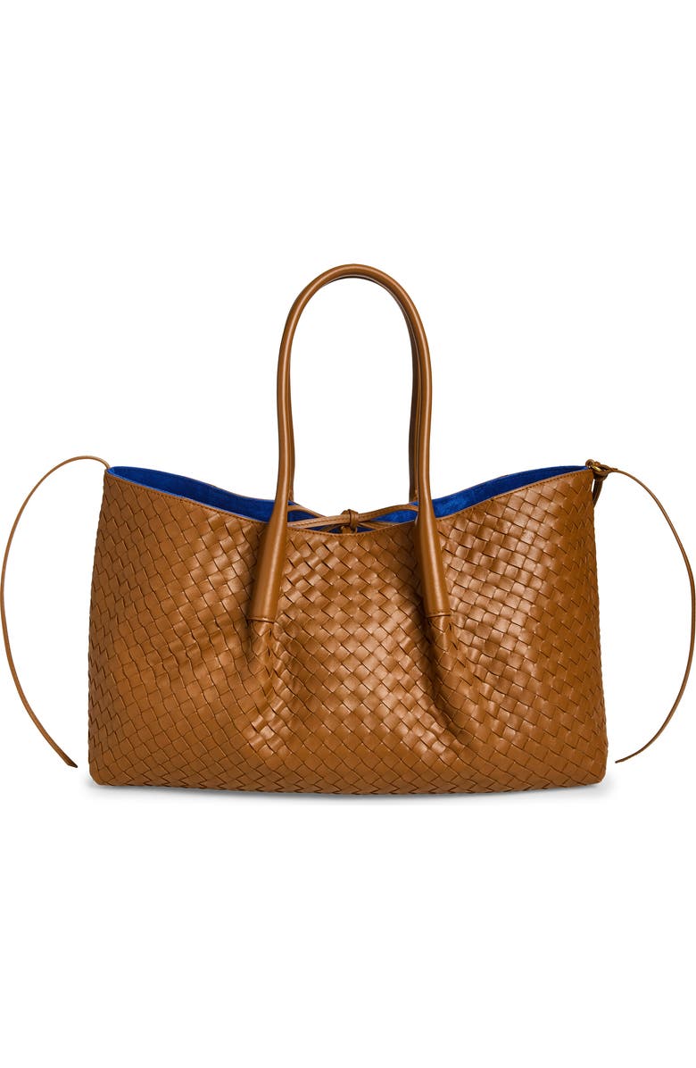 Bottega Veneta Leather & Suede Reversible Tote, Main, color, 2591 Amber/ Blue Royal-M B